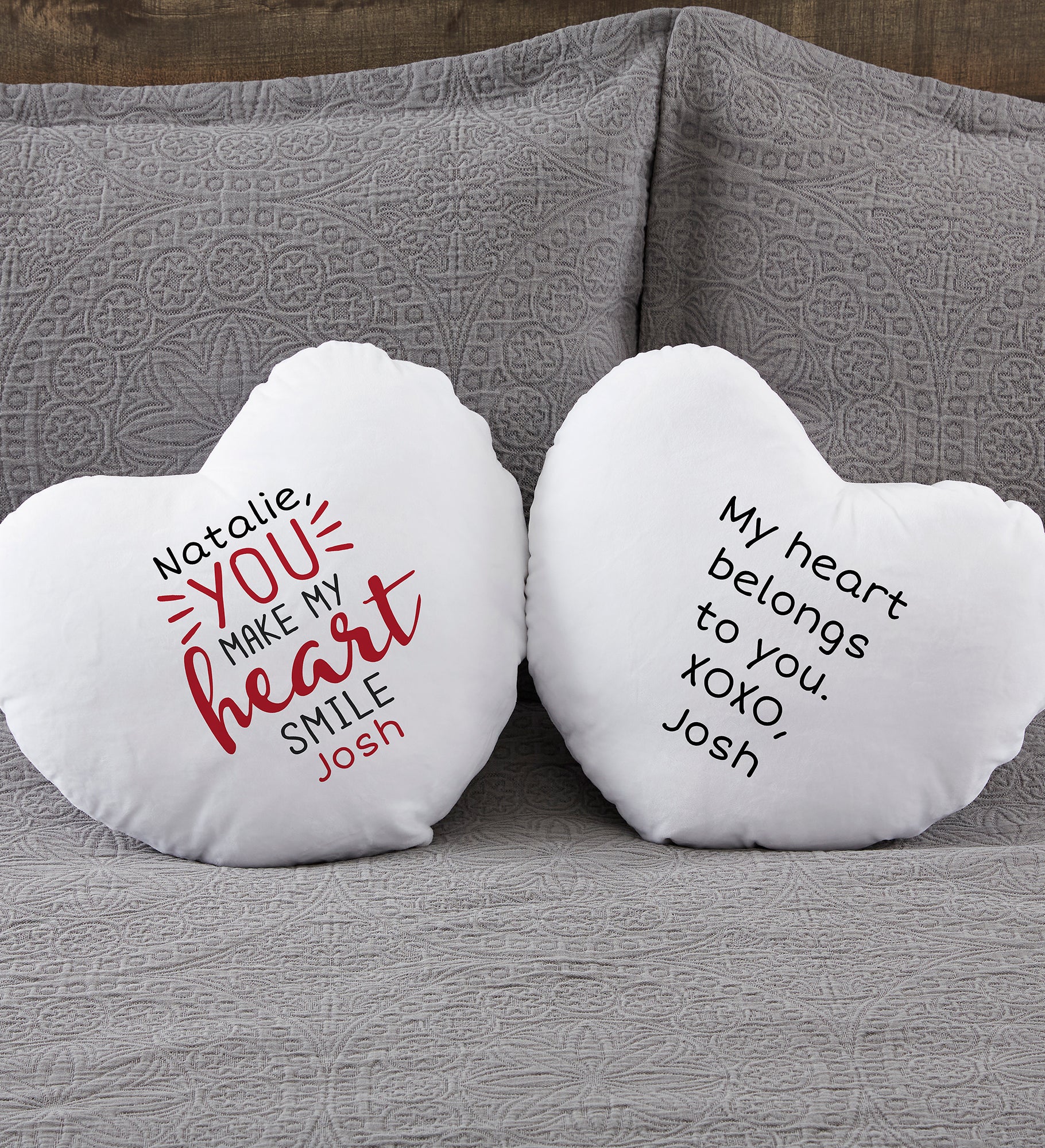 You Make My Heart Smile Personalized Heart Throw Pillow